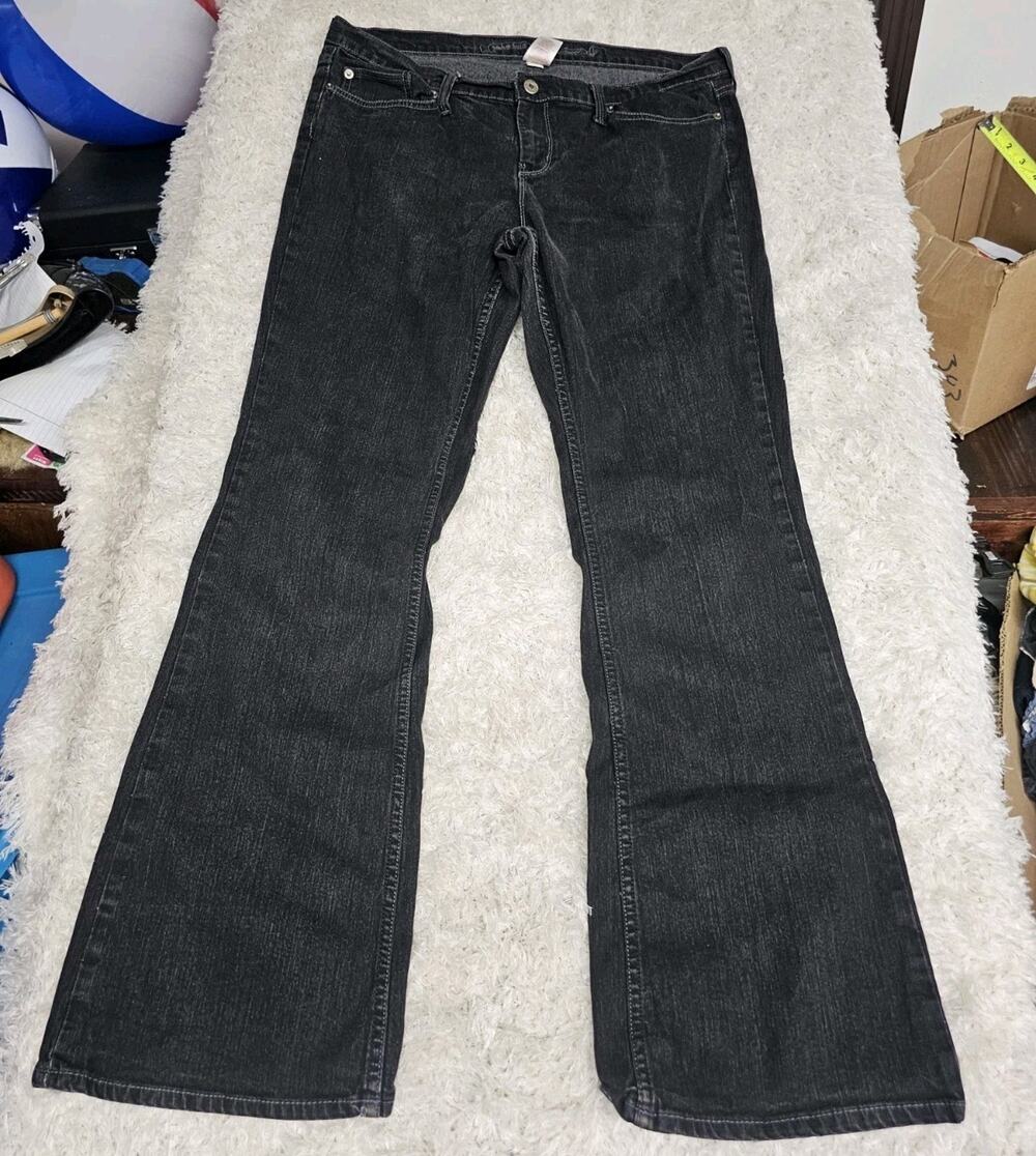 No Boundaries Nobo Denim Womens Jeans 17 Tall Faded Black Flare Stretch Grunge